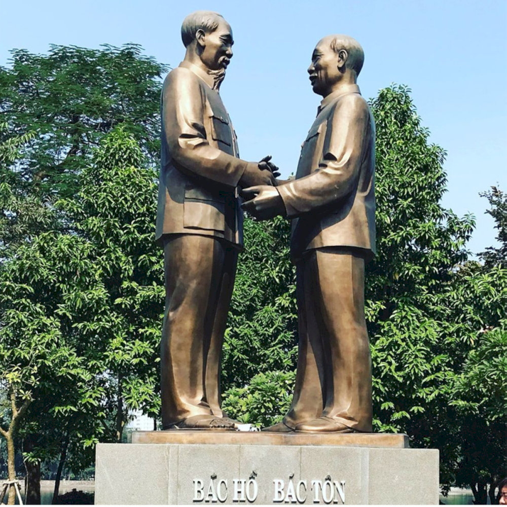 The statue of Uncle Ho (on the left) and uncle Ton (on the right)